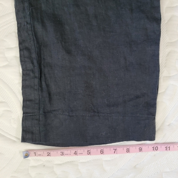 QUINCE 100% European Linen Wide Leg Pants Black Elastic Waist Drawstring Small - Picture 12 of 12